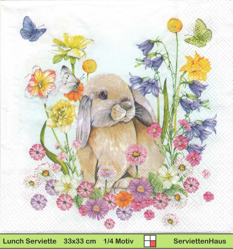 Hase in der Blumenwiese - 1 Paket mit 20 Servietten